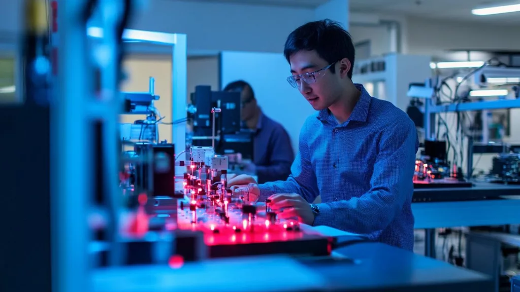 Engineers collaborating on custom force sensor design